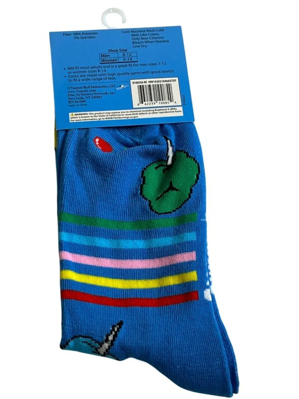 Cotton Candy Crew Socks Blue Pink Novelty Food One Size NWT